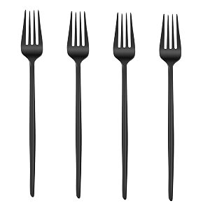 4-piece french style dinner fork  stainless steel flatware forks set  elegant dishwasher-safe silverware cutlery set for home restaurants amp gifting matte black