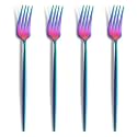 French Style 4-Piece Dinner Fork | Stainless Steel Flatware Forks Set | Elegant Dishwasher-Safe Silverware Cutlery Set for Home, Restaurants &amp; Gifting (Rainbow)
