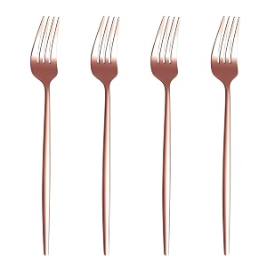 french style dinner fork 4-piece  stainless steel flatware forks set  elegant dishwasher-safe silverware cutlery set for home restaurants amp gifting rosegold
