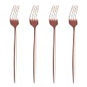French Style Dinner Fork 4-Piece | Stainless Steel Flatware Forks Set | Elegant Dishwasher-Safe Silverware Cutlery Set for Home, Restaurants &amp; Gifting (Rosegold)