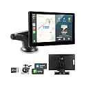 9'' Wireless Carplay Screen for Car Android Auto Monitor Display Screen Carplayer Receivers 4K Dash Cam IPS Car Touchscreen with 1080p Backup Camera Voice Control BT FM Mirror Link