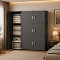 9 Door Foldable Plastic Wardrobe for Clothes Baby Cupboard for Clothes Storage, Wardrobe for Kids, Plastic Almirah, Collapsible Wardrobe for Living Room
