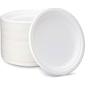 [9 inch, 50 Count, Round, Off-White Disposable Bagasse Paper Plates | Eco-Friendly Sugarcane Paper Plates for Wedding, Party, Cafes & Homes