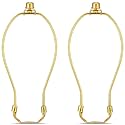 9 Inch Detachable Lamp Shade Harp Holder for Table and Floor Lamps, 2 Set Heavy Duty Lamp Shade Bracket with 3/8 Standard Saddle and Lamp Finial, Polished Brass