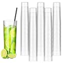 9 oz Plastic Highball Glasses with Straws(set of 96), Collins Glasses