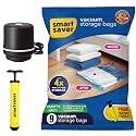 Smart Saver Polyamide Polyethylene Vacuum Compression Bags|Vacuum Storage Bags|Vacuum Bags For Travel|Space Saver Vacuum Bags(9Pack-3X(Jumbo,Large,Medium)+ Electric Handpump),White