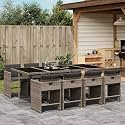 9-Piece Gray PE Rattan Patio Dining Set
