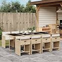 8-Piece Beige PE Rattan Patio Dining Set