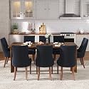 MALOL 9-Piece Rectangular Dining Table Set for 8, 63" Industrial Kitchen Table with 8 Tufted Parsons Dinner Chairs for Dining Room, Kitchen, Living Room, Brown+Black