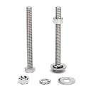 (9 Sets) 5/16-18 x 4" Hex Head Screw Bolt, Nuts, Flat Washer &amp; Spring Lock Washers, 18-8 (304) Stainless Steel, Fully Threaded, by Skvltvfyt