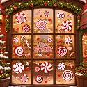 9 Sheets Christmas Window Clings Decor, Candy Cane Christmas Decorations
