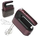 Yomelo 9-Speed Digital Hand Mixer Electric, 400W Powerful DC Motor, Hand Mixer Electric Handheld with Snap-On Storage Case, 5 Stainless Steel Accessories, Beaters, Dough Hooks, Whisk(Grape Purple)