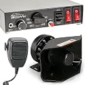 9 Tone 12V 200W Warning Emergency Siren PA System [180° Loud Speaker][Handheld Microphone][Hands-Free][125-135dB][2 x 10A Switches] for Vehicles Truck SUV ATV UTV