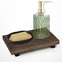 9 x 6 Inch Tottist Wood Riser Tray Soap,Soap Dish Holder Decor for Bathroom Kitchen, Soap Tray, Rustic Candle Plant Holder, Counter Decor(Brown)