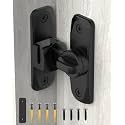 90/180 Degree Barn Door Latch Lock with Spacer, Black, 1 Pack