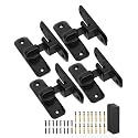 90/180 Degree Barn Door Latch Lock with Spacer, Black, 4 Pack