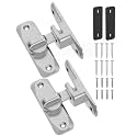 90/180 Degree Barn Door Latch Lock with Spacer, Silver, 2 Pack
