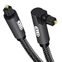 90 Degree Toslink Optical Cable 360 Degree Free-Rotating Plug Fiber Optic Cable S/PDIF Toslink Male to Male Cable for Home Theater, Sound Bar, TV, PS4, Xbox,Grey (5ft/1.5m)