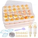 90 Deviled Egg Containers with Lid (Set 3),Plastic Easter Deviled Egg Tray Carrier with Handl Injector Piping Tool,Clear Storage Deviled Egg Platter Holder for Refrigerator Party Picnic Party Events