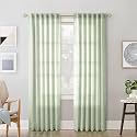 90 Inch Sage Green Curtains Linen Textured Boho Drapes for Living Room 2 Panels Set Light Filtering Rod Pocket Farmhouse Long Lasting Soft Green Sheer Pleated Curtain 90 Inch Length for Dining Bedroom