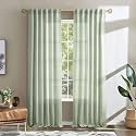 Sage Green 102 Inch Curtains Linen Blend Neutral Drapes for Living Room 2 Panels Semi Sheer Privacy Protection Light weight Green Decorative Drapery for Hallway Classroom, 50x102 Long In Length