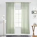 Sage Green Curtains 84 Inch Length 2 Panels Linen Drapes for Living Room Light Filtering Back Tab Soft Thick Light Moss Green Semi Sheer Summer Curtains for Bedroom Neutral Decor, 7 Ft, 50 Wide