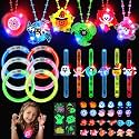 90 Pcs Halloween Party Favors Bulk Light Up Glow in the Dark Toy for Kids