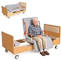 90° Rotating Full Electric Hospital Bed for Home Use, Adjustable Medical Bed with Mattress, Back & Leg Adjustment, Heavy Duty Steel Frame for Elderly, Disabled, Bariatric & Post Surgery Recovery