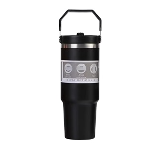900ml stainless steel tumbler with handle amp straw double wall vacuum insulated leakproof travel mug for hot amp cold drinks gym office travel men women black
