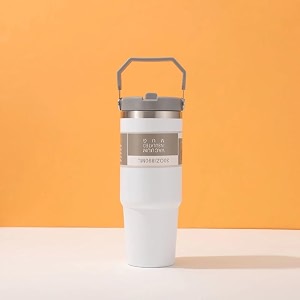 900ml stainless steel tumbler with handle amp straw double wall vacuum insulated leakproof travel mug for hot amp cold drinks gym office travel men women white
