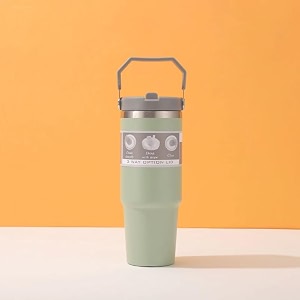 900ml stainless steel tumbler with handle amp straw double wall vacuum insulated leakproof travel mug for hot amp cold drinks gym office travel men women green