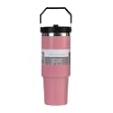 900ml Stainless Steel Tumbler with Handle & Straw, Double Wall Vacuum Insulated Leakproof Travel Mug for Hot & Cold Drinks, Gym, Office, Travel, Men, Women. (Pink)