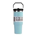 900ml Stainless Steel Tumbler with Handle & Straw, Double Wall Vacuum Insulated Leakproof Travel Mug for Hot & Cold Drinks, Gym, Office, Travel, Men, Women. (Blue)