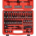 90PCS 1/4" Drive Impact Socket Set Metric 4-15mm and Standard SAE Size (5/32"-9/16"), with 72-Teeth Ratchet, Screwdriver Bit Set, Mechanics Tool Kit for Home Use and Automotive Repair