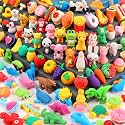 90Pcs Mini Animal Erasers Bulk Desk Pets Classroom Prizes 3D Puzzle Random