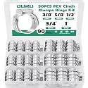 OURU 90PCS Pex Cinch Clamp Rings Assortment Kit, 3/8",1/2",3/4",5/8",1"