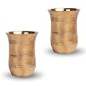 Pure Brass Glass | Plain Puja Glass | Brass Tumbler | Water Plain Brass Glass Set | Brass Utensils | Pital Glass Homeware Hotelware Dinnerware Serveware Home & Kitchen Items (2.6 Inches, 2)