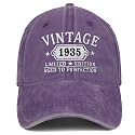 90th Birthday Gifts for Women Man Vintage 1935 Hat Embroidered Black Baseball Cap