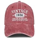 90th Birthday Gifts for Women Man Vintage 1935 Hat Embroidered Black Baseball Cap