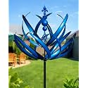 91 inch Wind Spinners Outdoor - Extra Large Outdoor Metal Wind Sculptures Spinners with Stake, Windmills for The Yard Garden, Yard Art Garden Lawn Decor - Blue (27" W x 91" H)