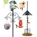 92 Inch Squirrel Proof Bird Feeder Pole with Baffle, 7-Prong Base Heavy Duty Bird House Pole with Shepherd Hooks for Outdoors Adjustable Yard Bird Feeding Station for Hanging Camera Bird Feeders Plant