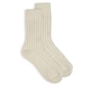 92% Merino Wool Socks Rib-Knit Home Natural, Made in Mongolia