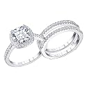 925 Sterling Silver 2.5Ct Cushion Cut Womens Wedding Ring Sets CZ