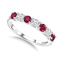 925 Sterling Silver Birthstone &amp; Cubic Zirconia Stackable Ring for Women