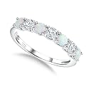 925 Sterling Silver Birthstone &amp; Cubic Zirconia Stackable Ring for Women
