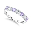 925 Sterling Silver Birthstone &amp; Cubic Zirconia Stackable Ring for Women