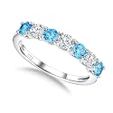 925 Sterling Silver Birthstone & Cubic Zirconia Stackable Ring for Women