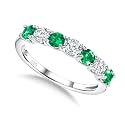 925 Sterling Silver Birthstone &amp; Cubic Zirconia Stackable Ring for Women