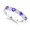 925 Sterling Silver Birthstone & Cubic Zirconia Stackable Ring for Women