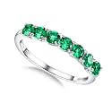 925 Sterling Silver Birthstone &amp; Cubic Zirconia Stackable Ring for Women